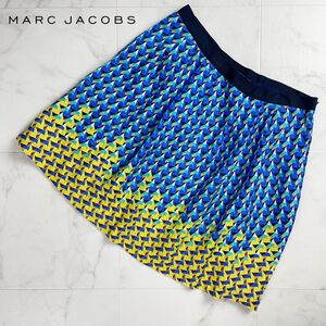 美品 Marc by Marc Jacobs マークバイマークジェイコブス シルク 幾何学模様 フレアスカート ミニ丈 裏地あり マルチカラー サイズ4*RC1540