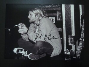 A4 額付き ポスター カートコバーン Kurt Cobain カーディガン モノクロ 写真