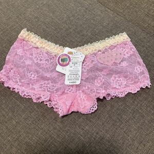 セクシーランジェリー【新品】総レース/ボクサーショーツ/サイズF/パステルピンク