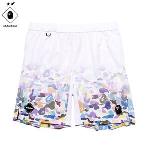 【週末クーポン1500円OFF】新品 BAPE×FCRB GAME SHORTS 白 FC REAL BRISTOL A BATHING APE F.C.R.B. エイプ