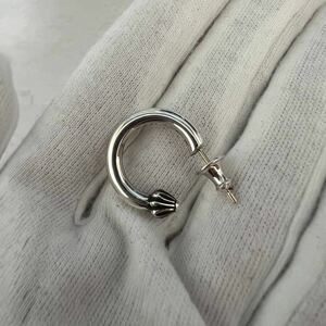 クロムハーツ プレーンフープピアス baby chrome earring fat hearts hoop plain scroll イヤリング クロス スクロールフープ ダガー 新品