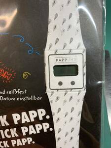 未開封 PAPPUHR PAPPWATCH ドイツ製 クォーツ時計 デジタル PA-WA001 アイスエイジ ホワイト 雨粒