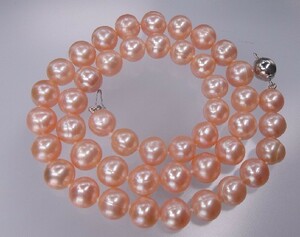 R388 ★ 綺麗！大粒！桜ピンク天然真珠のネックレス