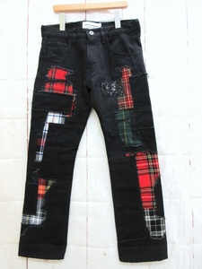 JUNYA WATANABE denim ジュンヤワタナベ デニム パッチワークブラックデニム XS XD-P014 AD2019 綿100% 日本製