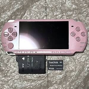 〈外観良好・現状品・動作確認済み・最終型〉PSP-3000 本体 ブロッサムピンク＋メモリースティック 4GB PlayStation Portable 薄型