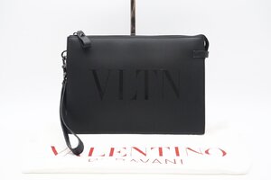 ☆安心の３大保証☆ ABランク ≪VALENTINO ヴァレンティノ/クラッチバッグ≫ 3Y2P0P09LVN 0NI VLTNロゴ レザーポーチ ブラック 黒 送料無料