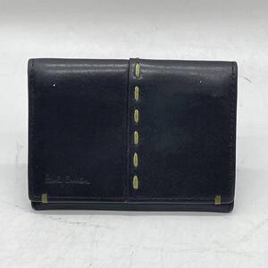 KO1876□Paul Smith ポールスミス レザー カードケース 定期入れ 名刺入れ ブラック ステッチデザイン