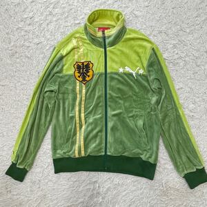 PUMA プーマ【L】メンズ　ベロア　トラックジャケット　ビッグロゴ　古着　ジャージ　黄緑　イエローグリーン