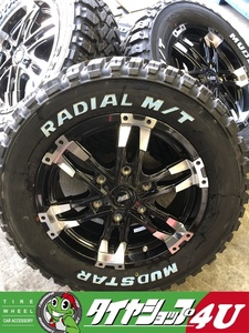 4本セット MADCROSS WOLF ウルフ 16X6.5J 6/139.7 リムポリッシュ MUDSTAR RADIAL M/T 215/65R16 109 MT キャラバン NV350