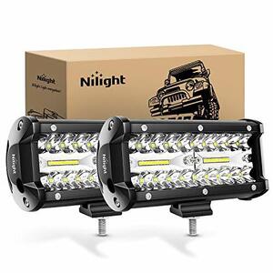 Nilight LED作業灯 デッキライト 120W作業灯 2個セット LED投光器 ワークライト投光器120w 12v-24v 兼用 防水 防塵 防震 取付け自由