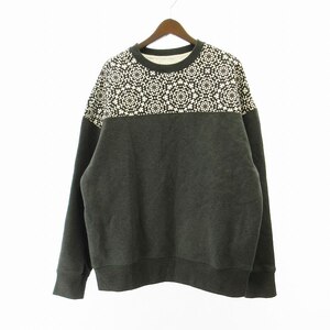 ギャップ GAP 美品 トレーナー スウェット 長袖 総柄 灰色 グレー L 1212 ●ECO メンズ