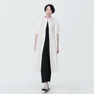 定価5990円 無印良品 婦人　涼感　ブロードスタンドカラー半袖ワンピース M