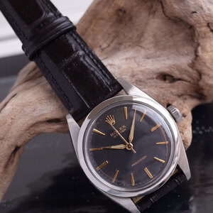 ロレックス 6426 オイスタープレシジョン 1963年 SS リダンダイヤル ブラック メンズ 手巻 腕時計 ROLEX アンティーク OH済1年保証