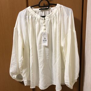 新品★アースミュージック&エコロジー earth スタンドネック　長袖ブラウス★フリーサイズ★オフホワイト★半額以下