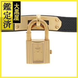 HERMES　エルメス　ケリーウォッチ　KE1.201　GP/レザー　女性用クオーツ時計【473】