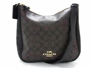 1円 ■極美品■ COACH コーチ C1649 シグネチャー PVC×レザー ショルダーバッグ 斜め掛けかばん レディース メンズ ブラウン系 AW8821