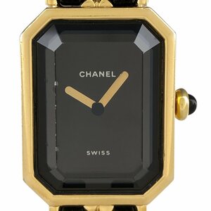 シャネル CHANEL プルミエール Lサイズ H0001 腕時計 SS レザー クォーツ ブラック レディース 【中古】