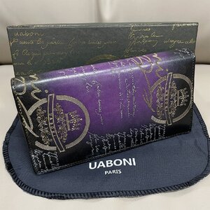 特注限定品*EU製 定価17万◆UABONI幻のパティーヌ*二つ折り 長財布◆高級 カリグラフィー ゴールデン 手染 カーフスキン 本革 ハンドメイド