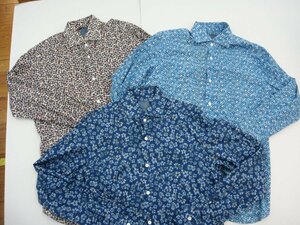1円～ BARBA バルバ 長袖シャツ 3枚セット サイズ40 15 3/4 ブルー系/レッド系 花柄 総柄 綿100％ メンズ