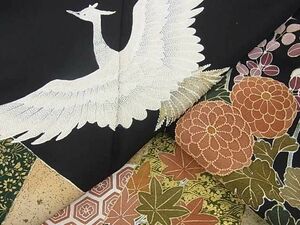 平和屋2■中国三大刺繍　相良刺繍　黒留袖　色紙重ね鳳凰花文　金彩　逸品　DAAE1612ma