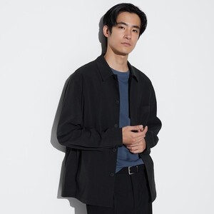 UNIQLO 感動シャツジャケット メンズXLサイズ ブラック 黒 2024年モデル