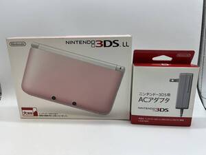 Nintendo 任天堂 ニンテンドー3DS LL 本体 ピンク×ホワイト 未使用品 ACアダプタ付【7649】