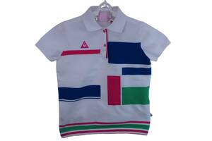 le coq sportif(ルコックスポルティフ) ポロシャツ 白ピンク緑青 レディース M ゴルフウェア 2307-0026 中古