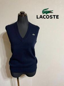 LACOSTE EDITION LIMITEE ラコステ レディース 限定 ニットベスト コットン トップス サイズ38 ネイビー 日本製 ファブリカ AF003A