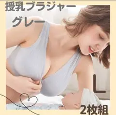 快適 授乳ブラ グレー L 2枚セット マタニティブラ ノンワイヤー 授乳