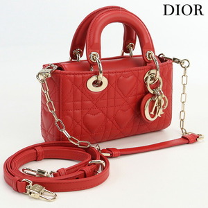 中古 クリスチャンディオール ハンドバッグ レディース ブランド Christian Dior レディD-JOY ラムスキン S0910ONHG 35RU レッド