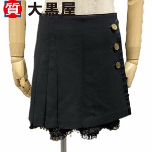 【大黒屋82】DOLLY GIRL BY ANNA SUI ドーリーガールバイアナスイ プリーツスカート 黒 ブラック レース フリル 洋服 アパレル レディース