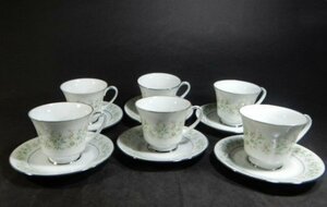 Noritake　ノリタケ　SAVANNAH　サバンナ　カップ&ソーサー　6客セット　花柄　銀彩　コーヒー　紅茶　コレクション　M-180