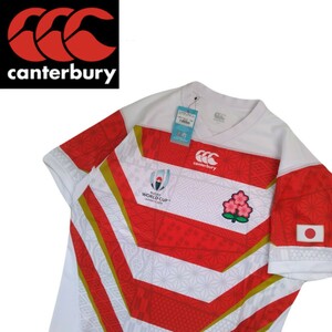 新品タグ付 CANTERBURY ラグビー 2019 ワールドカップ 日本代表 桜 総柄 ユニフォーム ウェア 半袖Tシャツ メンズL カンタベリー 2406300