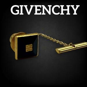 GIVENCHY ジバンシー タイタック ネクタイピン ラペルピン タイバッジ ワンポイント ヴィンテージ ビジネス ブラック ゴールド 569