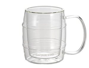 キャプテンスタッグ(CAPTAIN STAG) 耐熱ガラス ダブルウォールグラス マグカップ 二重構造 樽ビアカップ 200ml UW-2030