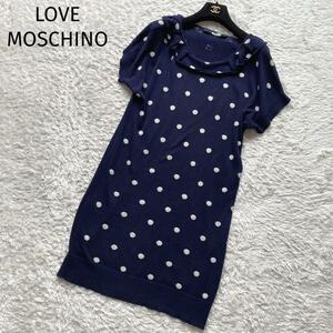 LOVE MOSCHINO ラブモスキーノ ドット柄 コットン ニットワンピース M