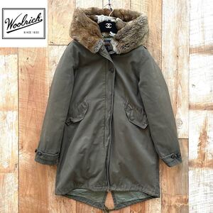 【美品】WOOLRICH ウールリッチ ラビットファー付き 中綿ライナー 2WAY モッズコート S オリーブ ユナイテッドアローズ取扱 