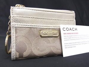 ■美品■ COACH コーチ オプアート レザー コインケース コインパース カードケース パスケース ゴールド系×アイボリー系 DF5235