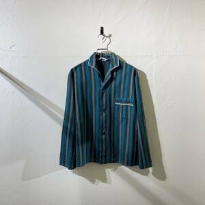 vintage euro cotton stripe pajama shirt ヨーロッパ古着 ビンテージ パジャマシャツ ストライプシャツ 長袖シャツ 60s 70s