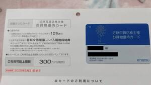 近鉄百貨店 株主優待 お買い物優待カード 男性名義 限度額300万 冊子付 送料無料