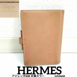 定番HERMESエルメス 手帳カバー ケース アジェンダGM キャメル 定番色