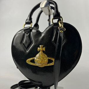 1円〜【入手困難】 Vivienne Westwood ヴィヴィアンウエストウッド ハンドバッグ 黒 ブラック エナメル オーブ ショルダーバッグ 斜め掛け