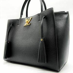 1円〜【最高級】LOUIS VUITTON ルイヴィトン ハンドバッグ ロックミート ブラック 黒 レザー 本革 ゴールド金具 ターンロック フリンジ