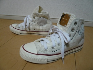 レア! 未使用! converse ALL STAR コンバース オールスター GIL SANTUCCI FIRST(ジルサントゥッチ) スワロフスキー ニット ホワイト 22.0cm