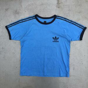 00s adidas originals アディダスオリジナルス ビンテージ ヴィンテージ 万国旗タグ 半袖 リンガーTシャツ Oサイズ XL ブルー 系 青色 2005