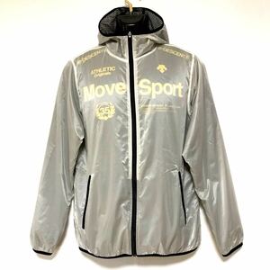 美品☆DESCENTE MOVE SPORT/デサントムーブスポーツ☆ウインドブレーカー☆パーカー☆裏地メッシュ/ジャケット/ジャージ/シルバー/L