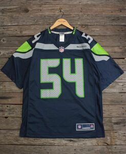 美品 NFL シアトルホークス＃54[WAGNER]モデル フットボールジャージ 紺 表M