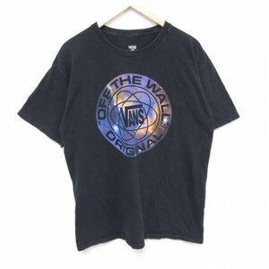 L/古着 バンズ VANS 半袖 ブランド Tシャツ メンズ ビックロゴ コットン クルーネック 黒 ブラック 23aug19 中古