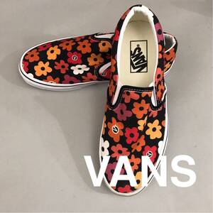 【新品未使用】バンズ VANS 花柄 ローカット LOW スニーカー シューズ エラ 靴 クラシック スリッポン FLOWER 黒 ブラック 25.0cm @★