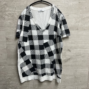 JIL SANDER ジルサンダー V NECK Tシャツ size M ホワイト ブラック【中目黒t08】